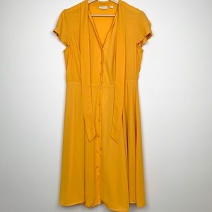 New York and Company | Yellow button down dress